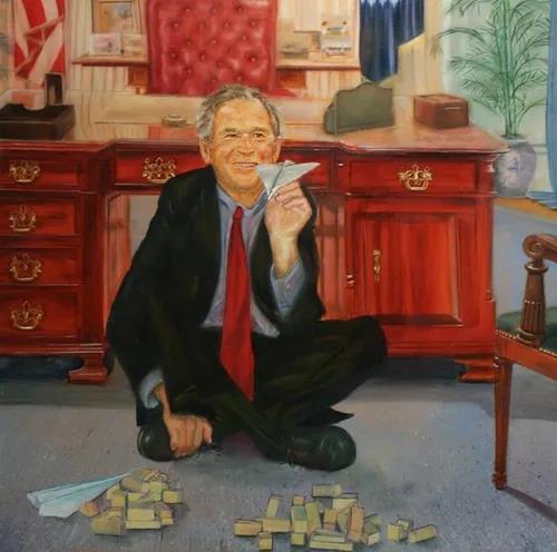 George Bush with paper airplane